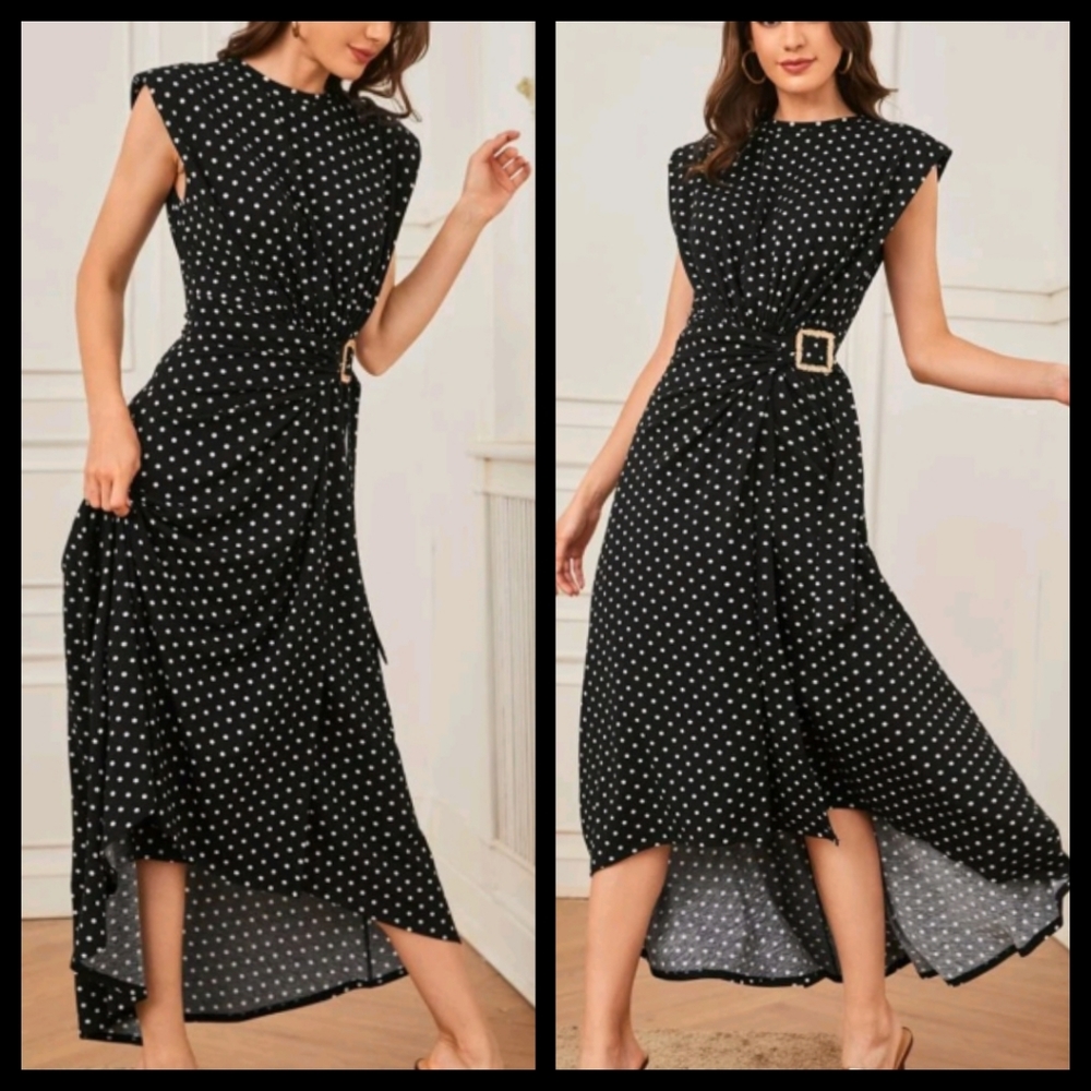 Boho Black Polka Dot Dress M, L,& XL NWOT - Picture 2 of 4